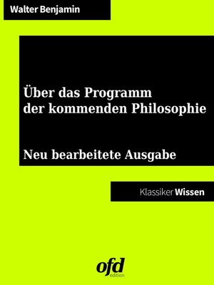 cover image of Über das Programm der kommenden Philosophie